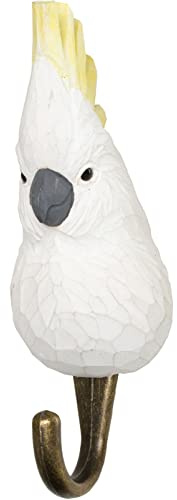 WILDLIFEGARDEN WG4529 Haken Gelbhaubenkakadu - Handgeschnitzter Tierhaken aus Holz und Metall - Australische Tiersammlung