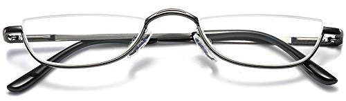 VEVESMUNDO Lesebrille Metall Halbrandbrille Klassische Schmal Federscharnier Arbeitsplatzbrille Lesehilfe Sehhilfe mit sehstärke für Damen und Herren