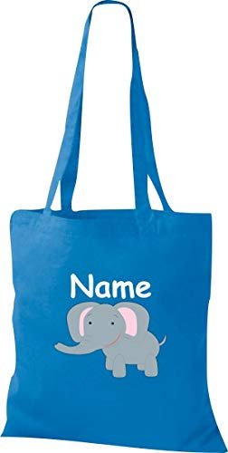 Shirtinstyle Stoffbeutel Tasche, Tiermotiv Elefant mit Wunschnamen, Natur Zoo Tiere Animal, Geschenk, Baumwolltasche, Logo, Spruch, Verwandschaft, Motiv, Farbe Orange