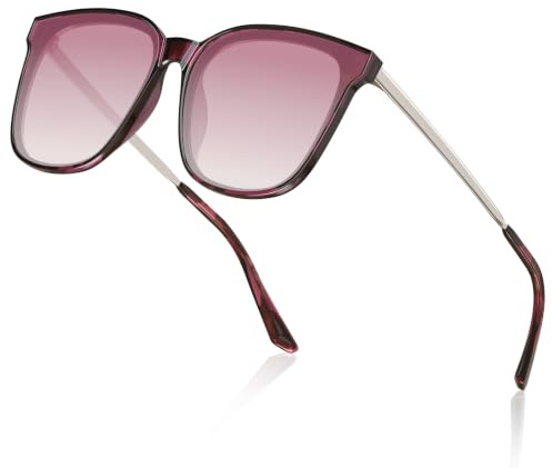 DUCO Vintage Sonnenbrille für Damen Polarisiert mit UV400 Schutz | Leichtgewicht Metall Rahmen, Klassisch Übergroß Sonnenbrillen, Groß Cat-eye Stil, Spiegelglas für Freien Berg Party W016