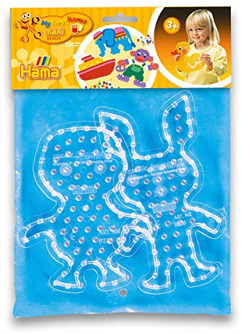 Hama Perlen 8267 Stiftplatten 2er Set für Maxi Bügelperlen mit Durchmesser 10 mm, Motive Pinguin und Kaninchen in transparent, kreativer Bastelspaß für Groß und Klein
