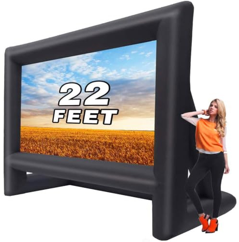 GYUEM 22 Feet Outdoor Inflatable Mega Movie Projector Screen | Theater Movie Screens, Includes Rope, Blower, Tent Stakes, Great for Outdoor Indoor Party, Backyard Pool Fun, Watch Movies