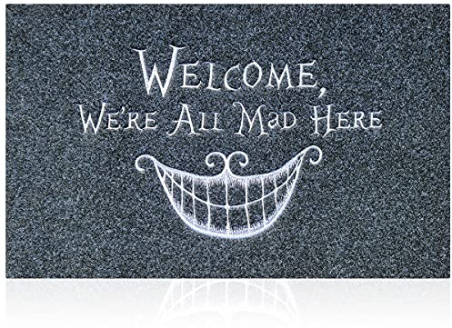 AOAOPQ Funny Welcome Mats Outdoor Front Door Mats Inside with Non-slip Rubber Backing,60x90cm Heavy Duty Smiley Doormats for Entrance Hall Hallway Grey