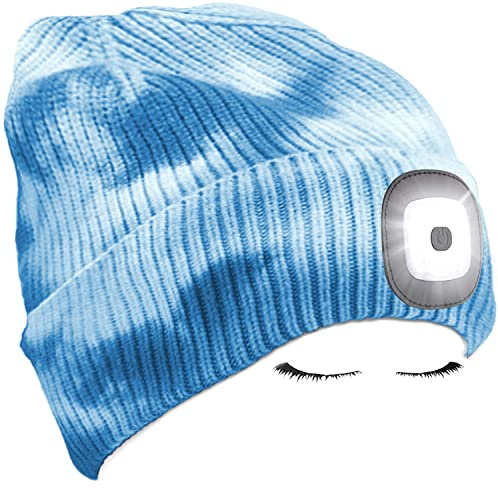 Morye LED Mütze mit Licht, Laufmütze Herren Damen Kappe Lampe USB Nachladbare 4 LED Scheinwerferkappe für Warm Cap mit LED Licht für Jogging,Camping,Angeln,Walking