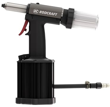 Rodcraft RC6738 Druckluft-Nietpistole, 12,6 kN Setzkraft | Für Stahl- und Edelstahlblindnieten 3,0–5,0 mm. Mit Absaugung und Sammelbehälter