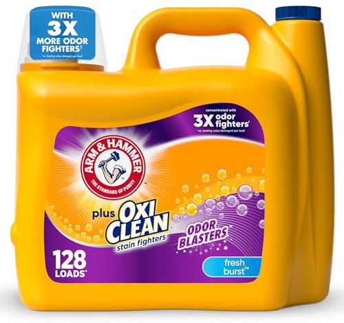 Arm & Hammer Plus OxiClean Odor Blasters Fresh Burst, 128 Loads Liquid Laundry Detergent, 16.5 oz