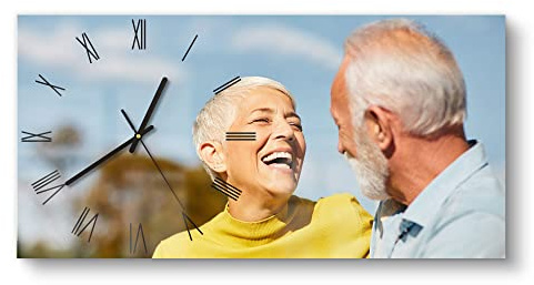 DEQORI personalisierte Glasuhr mit Foto | vertikal 60x30 cm, Römisch, Weiß | eigenes Bild | große XXL Design Uhr aus Glas | leise Wanduhr für Wohnzimmer & Küche | moderne Uhr für die Wand
