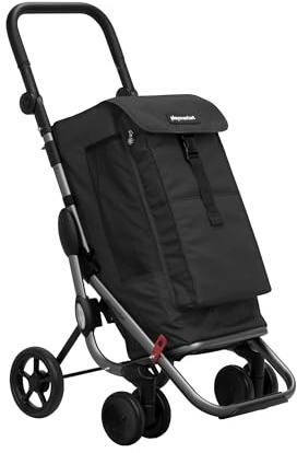 P.L.A.Y. Carro de compras 4 ruedas giratorias GO UP Eco desmontable, Negro, Aluminio, RPET