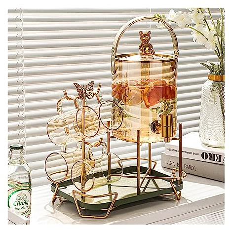 GRFIT Jarras Hervidor frío con Grifo, hervidor de Hielo, Cubo for Bebidas, Cubo for té de Frutas, hervidor frío de Vidrio, Resistente a Altas temperaturas for el hogar Jarra de Vidrio (Color : B)