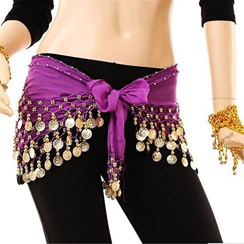 QUNINE Bauchtanzgürtel für Damen, Hüfttuch, Hüftschals, Rockgürtel, Tanzwickel, Tanzübung, Leistung, Hüfttuch (lila, Einheitsgröße)