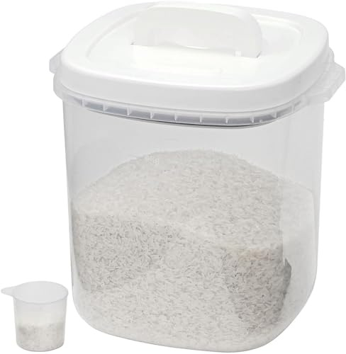 Thrink 10KG Airtight Food Storage Container Plastic Food Storage with Lid And Measuring Cup - With A Clear, See-Through Design - Stackable Perfect For Cornflakes, flour, Rice, Pet Food, Beans Storage