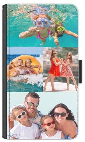 Personalised Phone Case For Samsung Galaxy S Models, S25, S24, S23 Ultra, S23+, S22, S21, S21 FE, Phone, Custom Photo Collage, Image on Leather Side Flip Wallet Phone Case, Phone Cover - Four Images