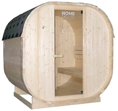 Home Deluxe - Sauna de Exterior Cube L - Dimensiones: Aprox. 194 cm x 185 cm x 180 cm, Madera: Madera de Abeto - Incl. Calefactor de Sauna y Accesorios de Sauna I Sauna de jardín, Sauna de Exterior,