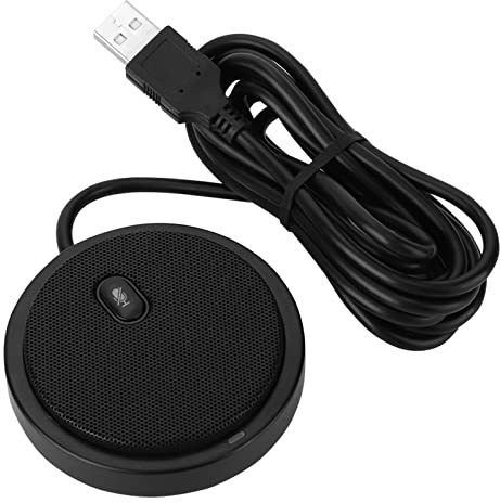 Akozon Micrófono M2 con Cable de 360° con Cable USB de 2 M, Micrófono Omnidireccional de y Vídeo, Libro de Bolsillo, Computadora de Escritorio para Convenciones, Negro