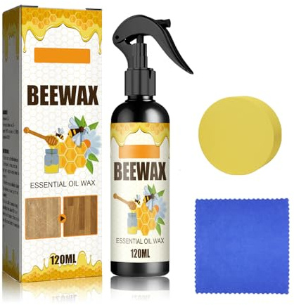 UYUAN Beeswax Spray Cleaner with Sponge & Towel for Wood Furniture, Natural Beeswax Care For Wood Floors, Furniture, Tables, Cabinets (Lemon)