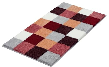 Kleine Wolke Badteppich Caro Terracotta 60 x 105 cm | OEKO-TEX zertifiziert, rutschhemmende Unterseite, für Fußbodenheizung, maschinenwaschbar, 100% Polyacryl