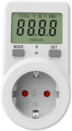 Awootsv Electricity Meter for Socket Energy Cost Meter Power Meter Socket Power Consumption Meter with Memory Function KWH Watt