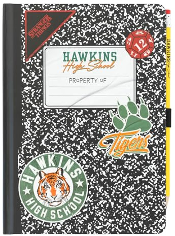 Grupo Erik Bullet Journal Notizbuch A5 Stranger Things Hardcover Notizbuch Notizblock A5 Tagebuch mit Bleistift - Offizieller Stranger Things Merch Grau