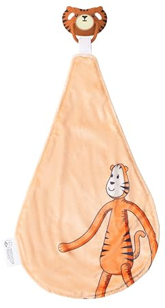 Matchstick Monkey Schnullertuch inkl. Schnuller (orthodentisch) aus Silikon mit Beißring-Noppen - sicher für Neugeborene mit Bio-Baumwolle Kuscheltuch - BPA-freies Silikon (Teddy Tiger)