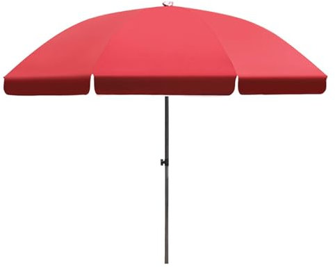 Ombrellone da Spiaggia, 240/280cm Ombrellone da Giardino Regolabile in Altezza, Rotondo Protezione UV Ombrelloni da Esterno(Rouge,240cm/8FT)