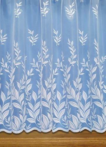 John Aird - Joanne Floral Leaf Net Curtain - Select Your Size (1.5 Metres Width, Drop: 54 (137cm))
