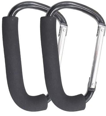 Dinghaole 2 Stück Kinderwagen Karabiner mit Schwamm, Aluminiumlegierung Kinderwagen Befestigung, Mummy Clip，Einkaufstaschen, Windelriemen