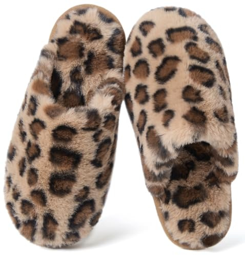 Coswind Zapatillas Mujer Hombre Casa Casual Pantuflas Invierno Antideslizantes Peluche Confort Cómodas Retro Interior Exterior Leopardo 290