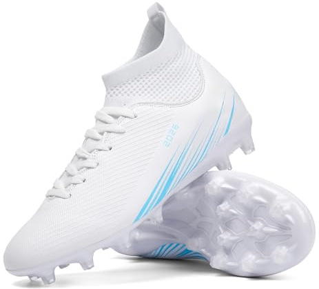 TOPSFEBA Fußballschuhe für Herren und Damen, Hallenfußballschuhe, Unisex, Baseball, Rasenschuhe, Jugend-Rugby-Schuhe, Erwachsene, AG FG TF Fußballschuhe, breiter Trainings-Sneaker, 2501 Ag White, 10
