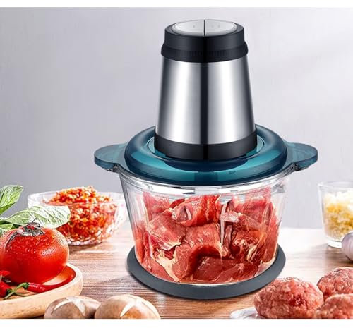 OZMDXKJ Picadora Acero Inoxidable Multifunción, Picadora Ajo Eléctrica Pequeña Picadora Carne Totalmente Automática para Carne, Pescado, Verduras y Comida Bebés,A