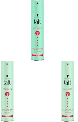 Schwarzkopf Taft Haarspray Volumen (250 ml), Haltegrad 5 Haarstyling, Haarspray für feines und dünner werdendes Haar, Volumen-Haarspray, vegane Formel* (Packung mit 3)