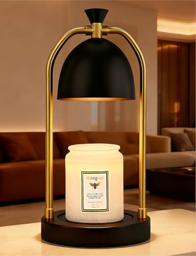 Hong-in Candle Warmer Lamp with Timer & Dimmable, Cozy Birthday Gift for Women Mom, Modern Home Decor House Warming Gifts Wax Melt Warmer for Jar Candles with 2 Bulbs (Black)