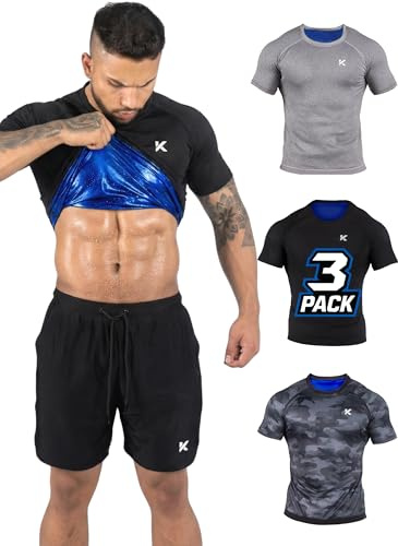 Kewlioo - Sauna shirt men sweat vest heat trapping sauna suit for men compression suit for gym workouts