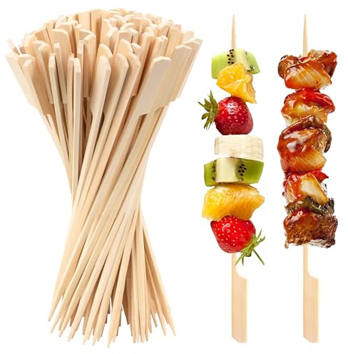 ANTETOK 100 Pieces Bamboo Skewers 20cm, Premium Food Grade BBQ Skewers Bamboo Cocktail Sticks for Finger Food, Kebab, Canape, Marshmallow, Fruit and Burger