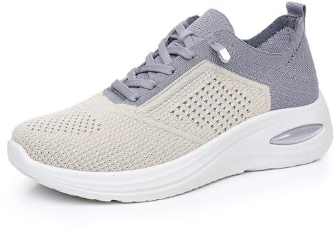 Damer terapeutiska diabetiker skor löparskor hallux valgus skor för svullna fötter, lätta andningsbara halkfria sneakers artrit ödem ortopediska skor, grå – 39 EU