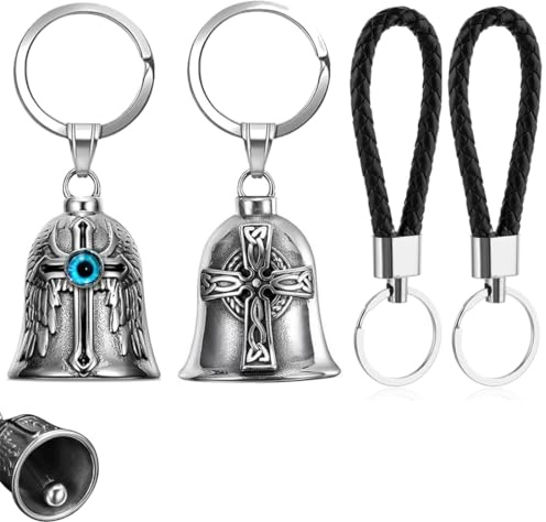 VONJUMA 2 pezzi Guardian Bell Campanello portachiavi per moto con 2 portachiavi Campanello portachiavi per anello appeso Portachiavi per auto moto biciclette