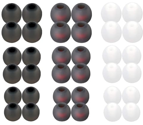 Gommini Per Auricolari, 36 Pezzi Gommini Cuffie Bluetooth Morbidi e Comodi, Compatibili Con La Maggior Parte Degli Auricolari In-Ear, Foro Interno 4,5 mm-6 mm (Nero-Rosso) (3 Colori)