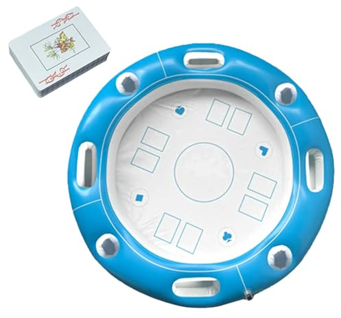 Generisch Schwimmender Spieltisch Für Pool,Aufblasbarer Kartentisch Für Pool & Wasser | Mit Kartenhalter & Getränkehalter Für Wasserspaß Am Strandbad Und