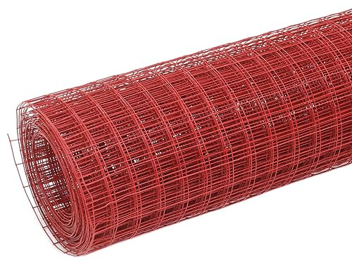 Clôture métallique en acier avec revêtement en PVC - 25 x 1 m - Rouge - Clôture de jardin robuste pour protection et brise-vue - Résistant aux intempéries et durable - Idéal pour le jardin, la