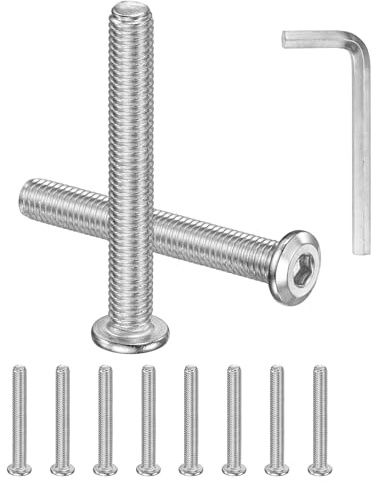 M METERXITY 10-Pack Flat Head Socket Cap Screws, M8x60mm 304 Stainless Steel Hex Drive Fastener Kit with Hex Key for Machine/Furniture/Automobile/Marine, Full Thread Hexagon Bolts