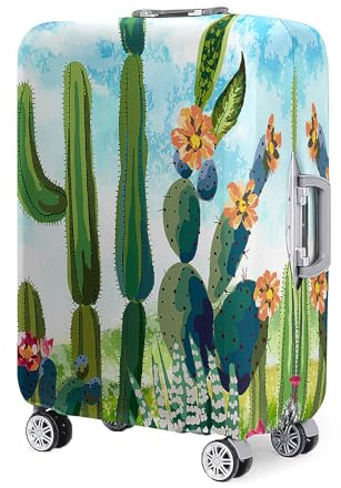 Fasbuy Kofferschutzhülle, 3D Kaktus Kofferhülle, Elastisch Luggage Cover, Kofferüberzug Schutzhülle, Suitcase Cover, Kofferschutz, 18-32 Zoll (Grüner Kaktus,XL)