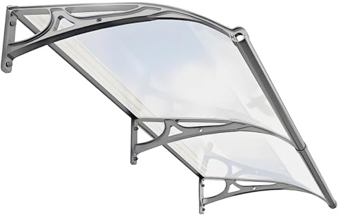 Auvent de fenêtre et de porte en polycarbonate – Protection UV, pluie et neige pour auvent extérieur | Couverture de porche, patio et terrasse | Solution élégante de volet solaire