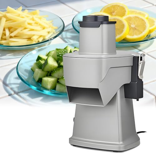 QianCruxtacy Tagliafrutta E Verdura Elettrico Professionale, Acciaio Inossidabile, Motore in Rame Puro da 200w, Lama Rimovibile, Ideale per Tagliare Cipolle, Lattuga, Cetrioli, Sedano, Ravanelli