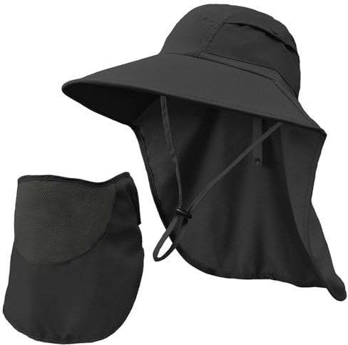 Rosoz Chapeau de pêcheur UPF 50+ - Vêtement safari - Pour homme - Amovible - Bord large - Chapeau de randonnée - Chapeau de pêche pour homme et femme