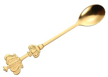 SUNGOOYUE Cuillère Couronne Dorée Cuillère à café en Acier Inoxydable Durable pour Gâteau Dessert, Touche de Luxe pour L'heure du café