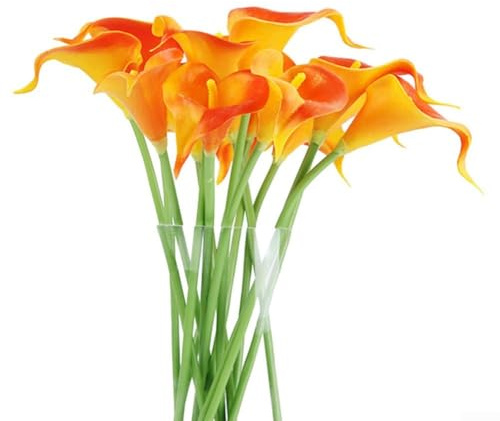 Gettimore Flores artificiales de lirio de cala 10 unidades, flores falsas multicolor para decoración de bodas, hogar y exteriores