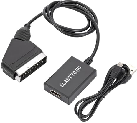 NONGYU Adattatore universale da SCART maschio a HDTV femmina, design plug and play, alimentazione USB per più dispositivi, migliori convertitori di immagini e video