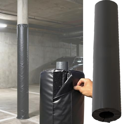 Basement Pole Padding, Pole-Dia 8.5in (Pole-Circ 26.7in) Safety Protection, H 6FT Heavy Duty & Waterproof, Black Wrap Around Design for Basement, UV-Resistant & Secure Fit for Collision Prevention