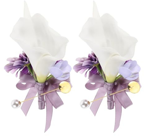 SAFIGLE 2pièces Lot de Broches Calla Épingle de Revers Fleurs Vintage Boutonnière Tissu pour Homme Mariage Banquet et Fêtes