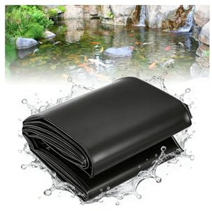 Ollewiellan Lámina para estanque de 3 x 3 m, color negro 0,2 mm, HDPE, resistente a la intemperie y membrana para estanque para interior y exterior, ideal para estanques de peces, fuentes y fuentes de
