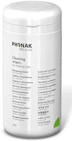PH0NAK Hearing Aid Cleaning Wipes, 90 Tissues in Dispenser Tub